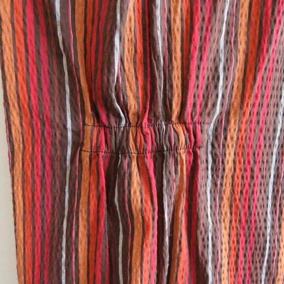ROSIE ASSOULIN Striped Seersucker Retro High Waist Pants Red Brown Retro - Picture 14 of 16